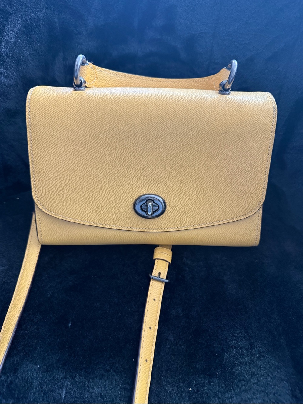 Yellow Structured Crossbody Bag with Turn-Lock Closure